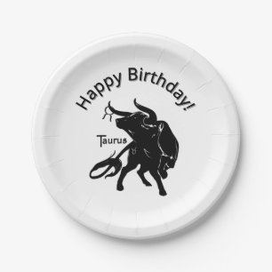Assiettes En Carton Taurus puissant le Zodiac Bull Joyeux Anniversaire