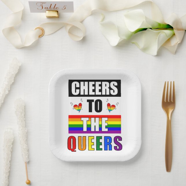 Assiettes En Carton Tchin aux Queers Fête Gay Arc-en-ciel (Mariage)