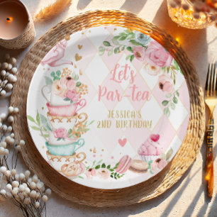 Assiettes En Carton Tea Anniversaire Fleur rose Fille Par tea Floral