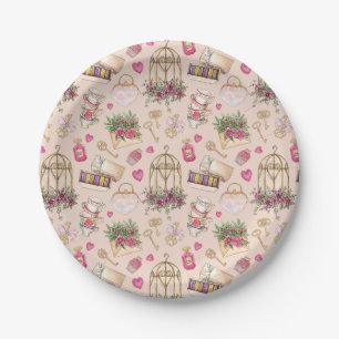 Assiettes En Carton Tea Party Blush moderne