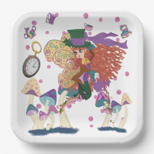 Assiettes En Carton Tea Party Fairy, Vintage Watch et champignons