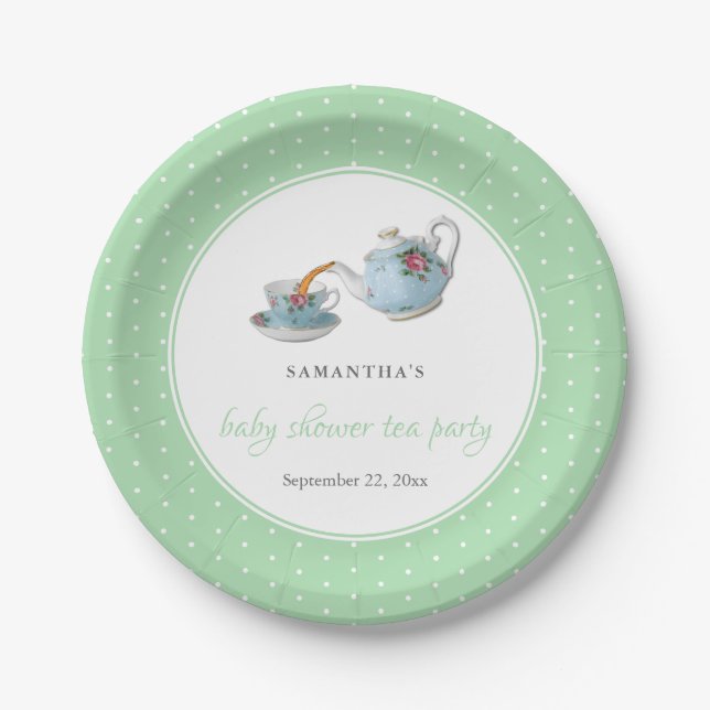 Assiettes En Carton Teacups Baby shower Tea Party (Devant)
