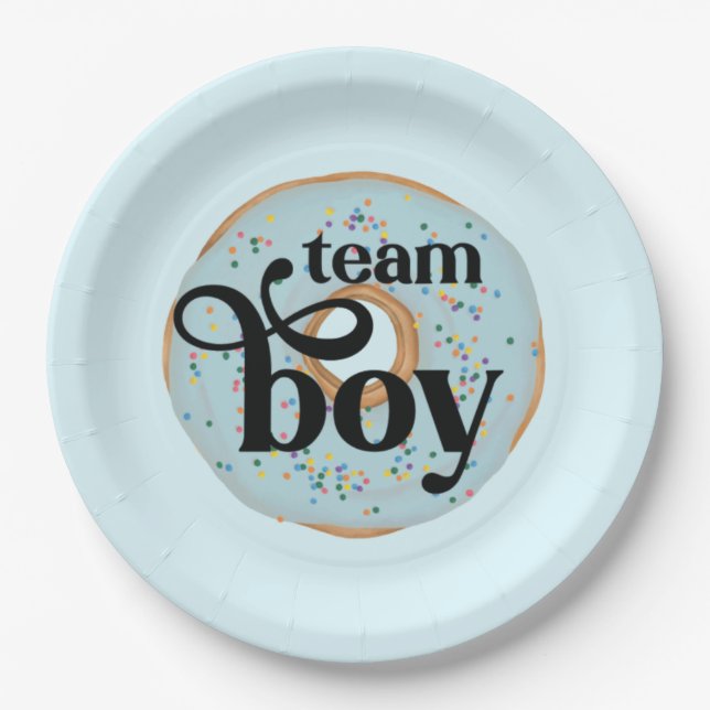 Assiettes En Carton Team Boy Donut Gender Revela (Devant)