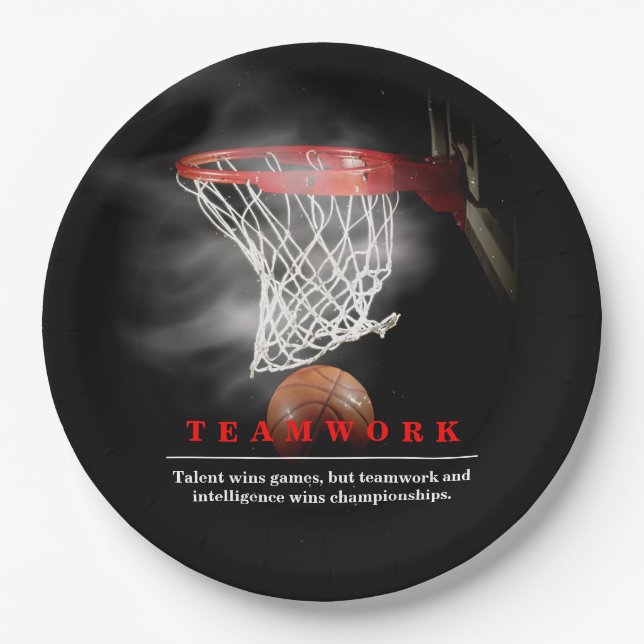 Assiettes En Carton Teamwork Basketball Motivational Inspirational (Devant)