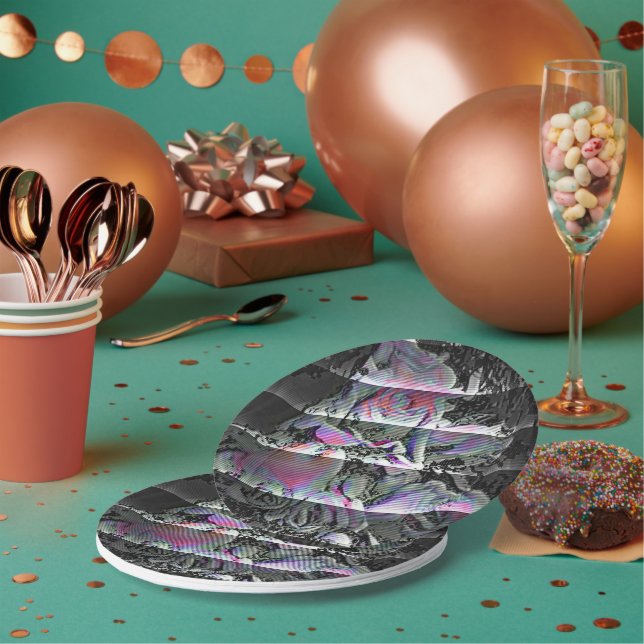 Assiettes En Carton Techno Bouquet (Multi)