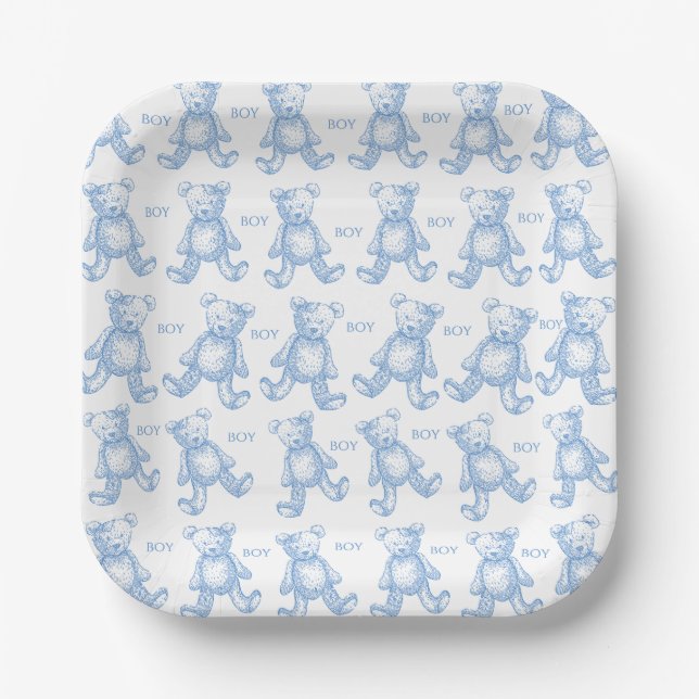 Assiettes En Carton Teddy baby shower paper plates (Recto)