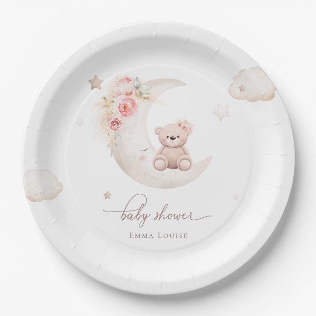 Assiettes En Carton Teddy Bear au-dessus du Baby shower neutre de la l (Devant)