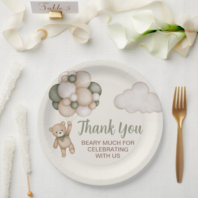Assiettes En Carton Teddy Bear Baby shower Boy (Mariage)