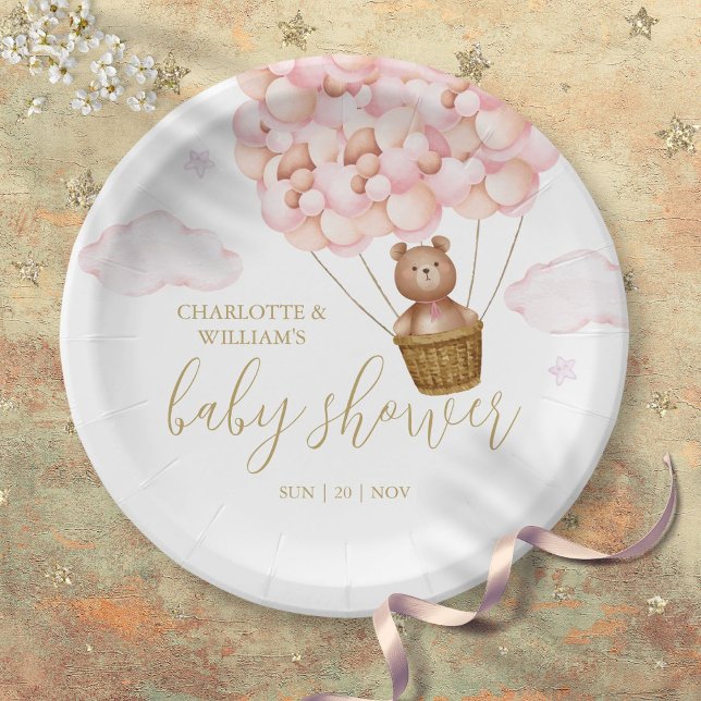 Assiettes En Carton Teddy Bear Bearly Wait Pink Girl Baby shower (Teddy Bear Bearly Wait Pink Girl Baby Shower Paper Plates)