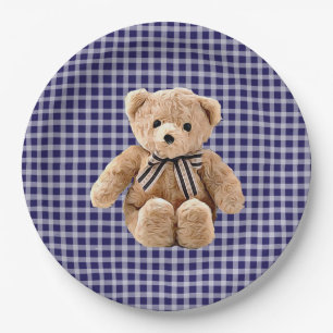 Assiettes En Carton Teddy Bear Bleu Plaque de fête triée