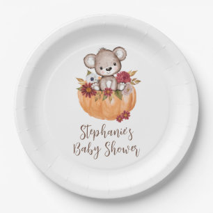 Assiettes En Carton Teddy Bear Citrouille Fall Floral Baby shower
