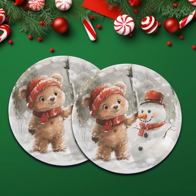 Assiettes En Carton Teddy Bear et Snowman (Créateur téléchargé)