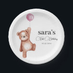 Assiettes En Carton Teddy Bear Girl First Birthday Party<br><div class="desc">Teddy Bear Girl First Birthday Party</div>