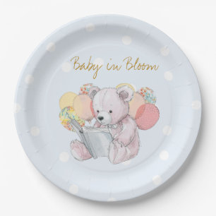 Assiettes En Carton Teddy Bear lit un livre Baby in Bloom