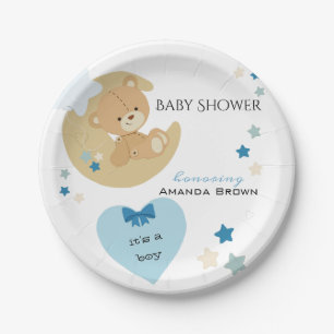 Assiettes En Carton Teddy Bear Love Baby Boy Douche  
