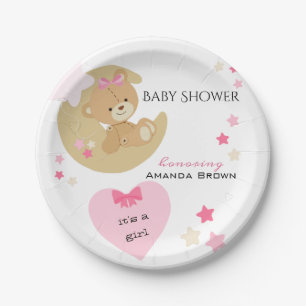 Assiettes En Carton Teddy Bear Love Baby Girl Douche