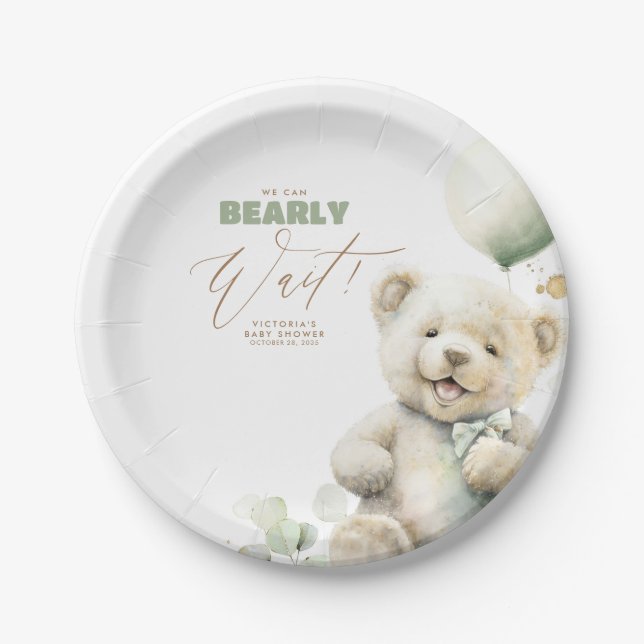 Assiettes En Carton Teddy Bear Nous Pouvons Attendre Baby shower (Devant)