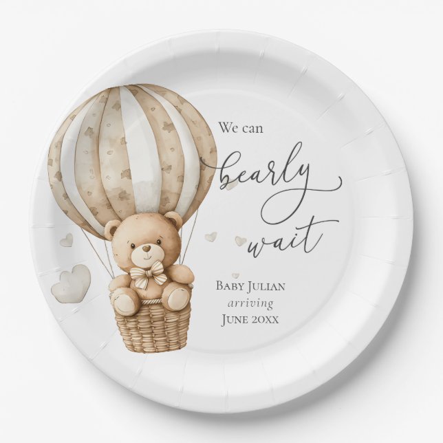 Assiettes En Carton Teddy Bear Nous Pouvons Attendre Baby shower (Devant)