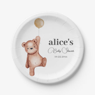 Assiettes En Carton Teddy Bear Sexe Plaques de papier Baby shower neut