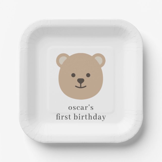 Assiettes En Carton Teddy Face de l'ours (Recto)
