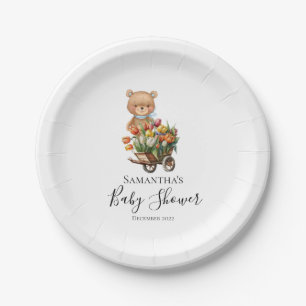 Assiettes En Carton Teddy Floral Boy Plaques de papier bleu rustique