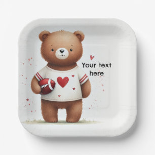 Assiettes En Carton Teddy ours à football pour la Saint Valentin 1er a
