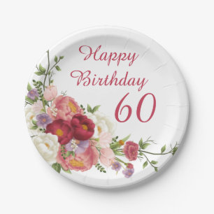 Assiettes En Carton Teintes de rose Fleur de paonée blanche Joyeux Ann