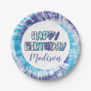 Assiettes En Carton Teinture à tarte violette et bleue Joyeux annivers