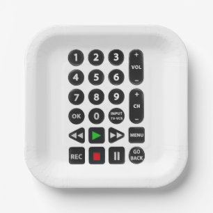 Assiettes En Carton Télécommande TV avec bouton magnétoscope