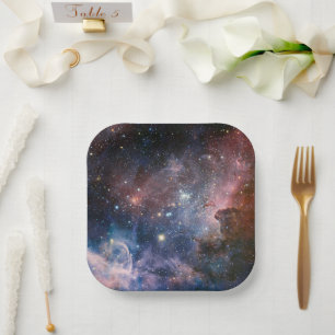 Assiettes En Carton Télescope Nebula Hubble Carina Rouge et Bleu