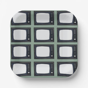 Assiettes En Carton Télévision Ancien Classique Rétro Modèle de Télévi