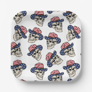 Assiettes En Carton Téméraire crâne américain