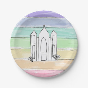 Assiettes En Carton Temple LDS Salt Lake City coucher de soleil arc-en
