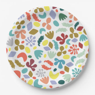 Assiettes En Carton Tendance Moderne Coloré Motif Organique Grand