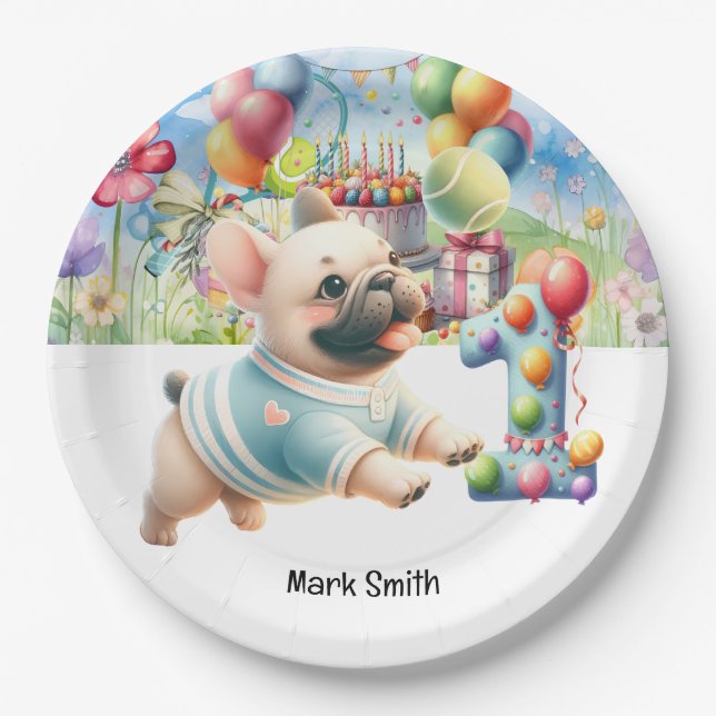 Assiettes En Carton Tennis 1er Anniversaire de fête pour Amoureux des  (Devant)