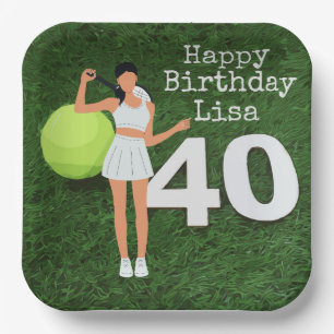 Assiettes En Carton Tennis 40e anniversaire avec une joueuse de tennis