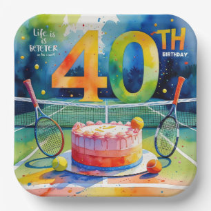 Assiettes En Carton Tennis 40e Anniversaire balle de tennis et nombre