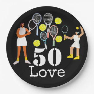 Assiettes En Carton Tennis 50e Anniversaire balle de tennis et nombre