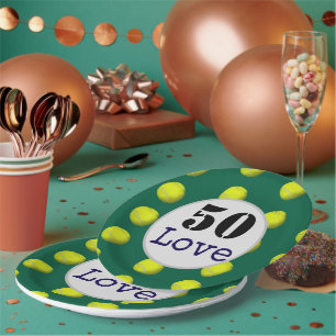 Assiettes En Carton Tennis 50e Anniversaire balle de tennis et numéro