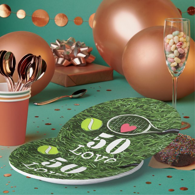 Assiettes En Carton Tennis 50e Anniversaire balle de tennis et numéro  (Créateur téléchargé)