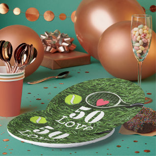 Assiettes En Carton Tennis 50e anniversaire ballon de tennis et amour