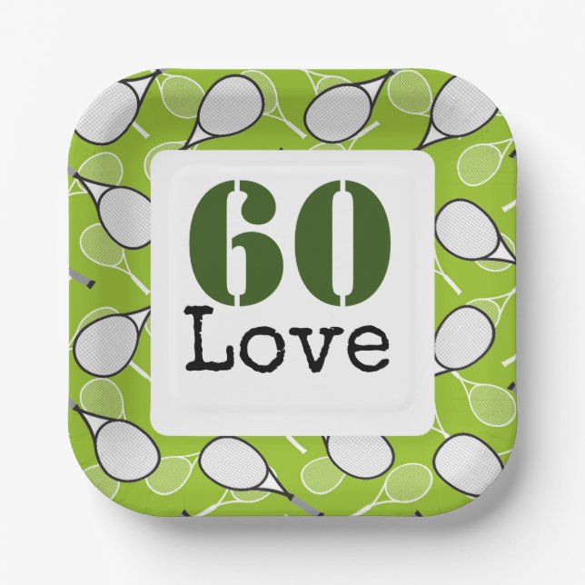 Assiettes En Carton Tennis 60e Anniversaire balle de tennis numéro amo (Recto)
