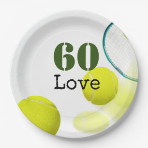 Assiettes En Carton Tennis 60e Anniversaire balle de tennis numéro amo