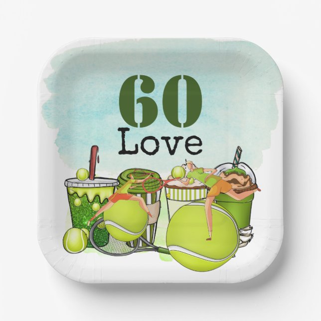Assiettes En Carton Tennis 60e Anniversaire balle de tennis numéro amo (Recto)