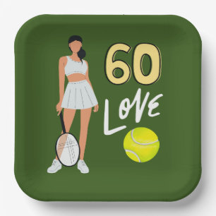 Assiettes En Carton Tennis 60e anniversaire pour femme joueur