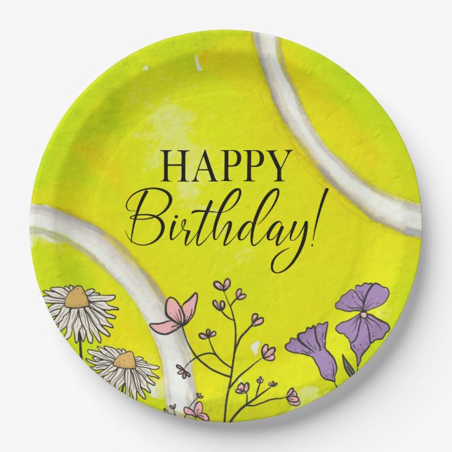 Assiettes En Carton Tennis Anniversaire de tennis ballon pour joueur (Devant)