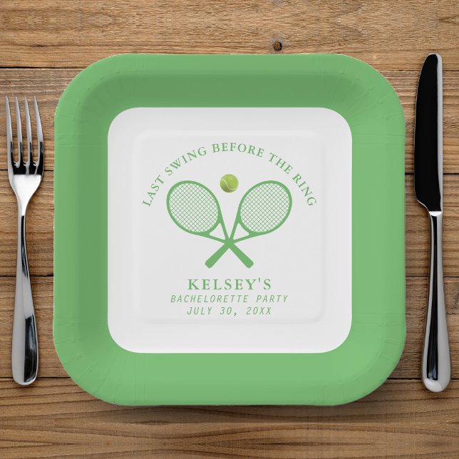 Assiettes En Carton Tennis Bachelorette Dernière swing avant l'anneau (Créateur téléchargé)