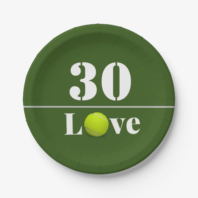 Assiettes En Carton Tennis Ball 30e anniversaire avec amour (Devant)