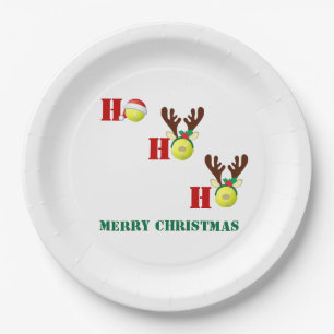 Assiettes En Carton Tennis Ball Ho Ho Ho Santa Reindeer Christmas