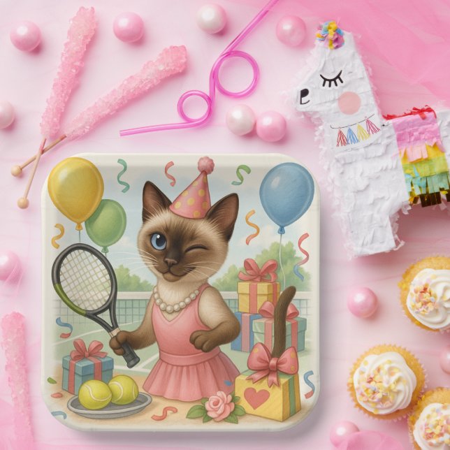 Assiettes En Carton Tennis Cat Paw-some Anniversaire (Fête)
